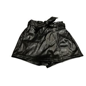 Black Faux Leather Skort Iris Basic Los Angeles Small Black‎ Teen Womens Moto
